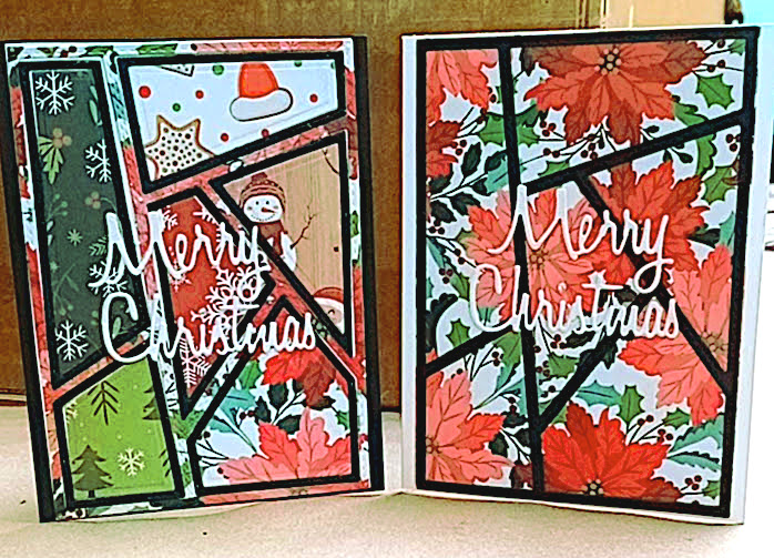 mosaic merry christmas die cut greeting card